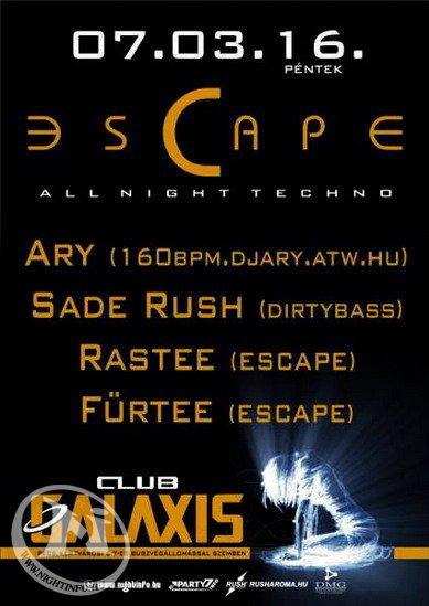 Club Galaxis, Escape - All Night Techno flyer