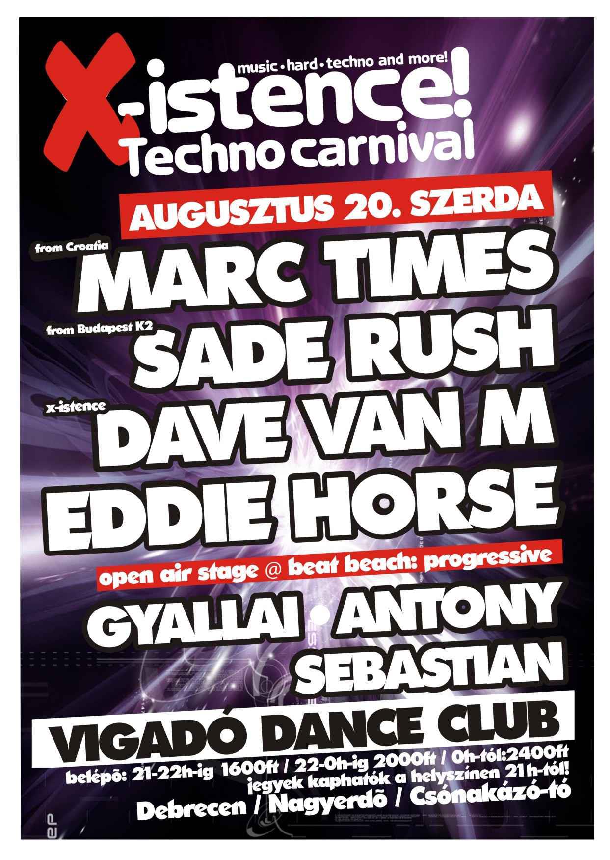 Vigadó Dance Club presents X-Istence! Techno Carnival flyer