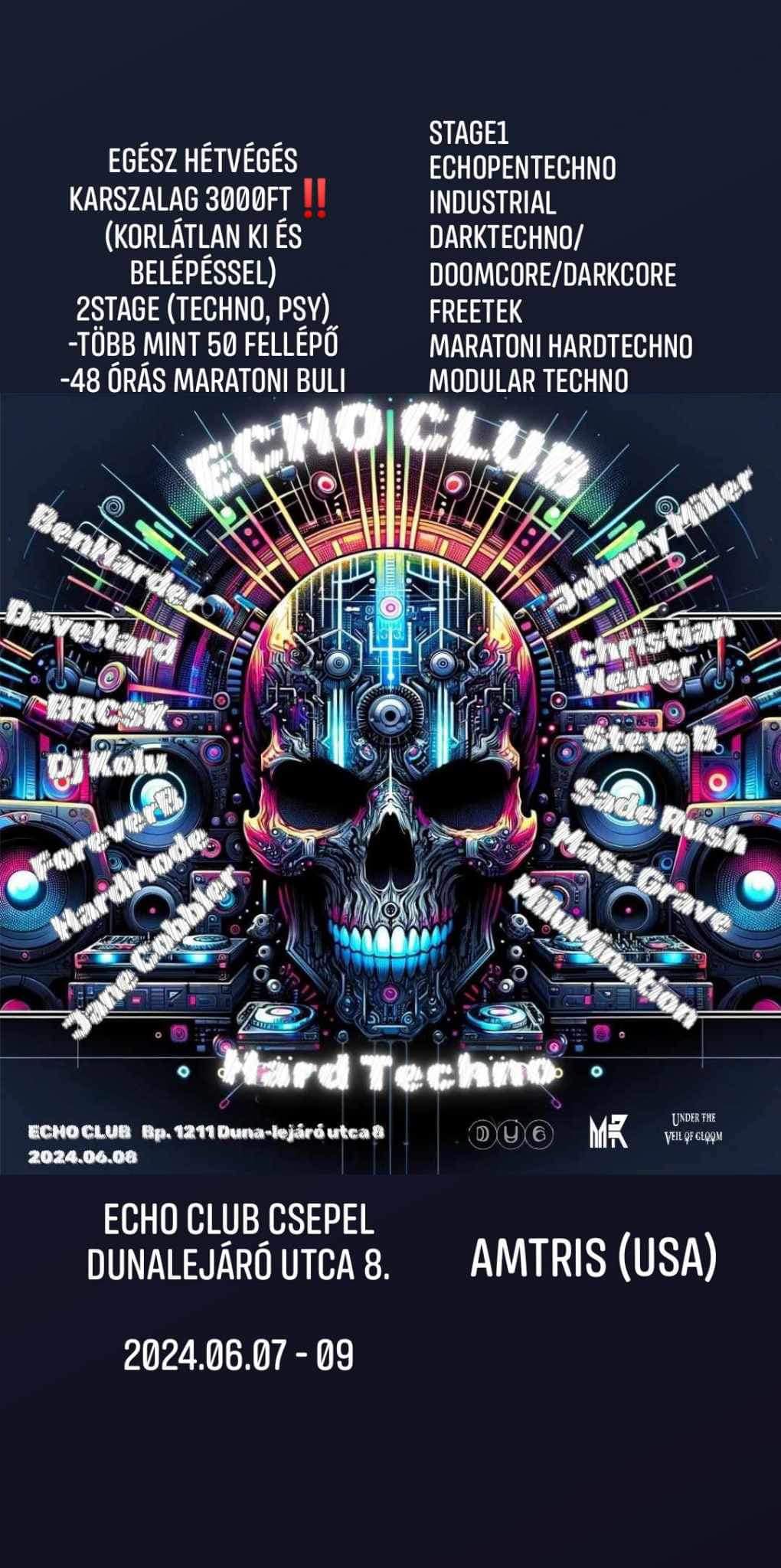 Echo Club, Hard techno night flyer